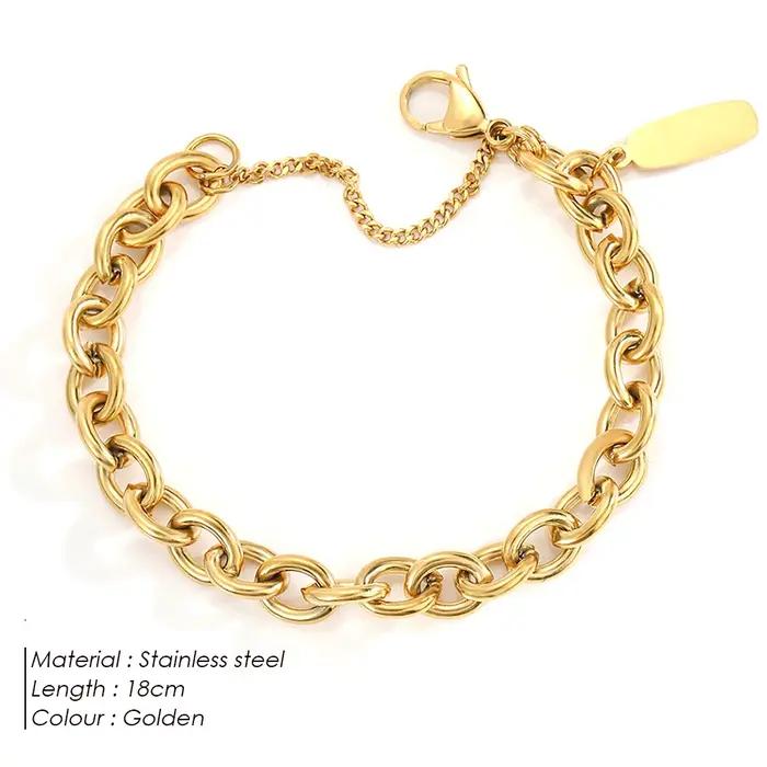 Bracelet chaîne et maillons en acier inoxydable géométrique pour homme et femme style urbain