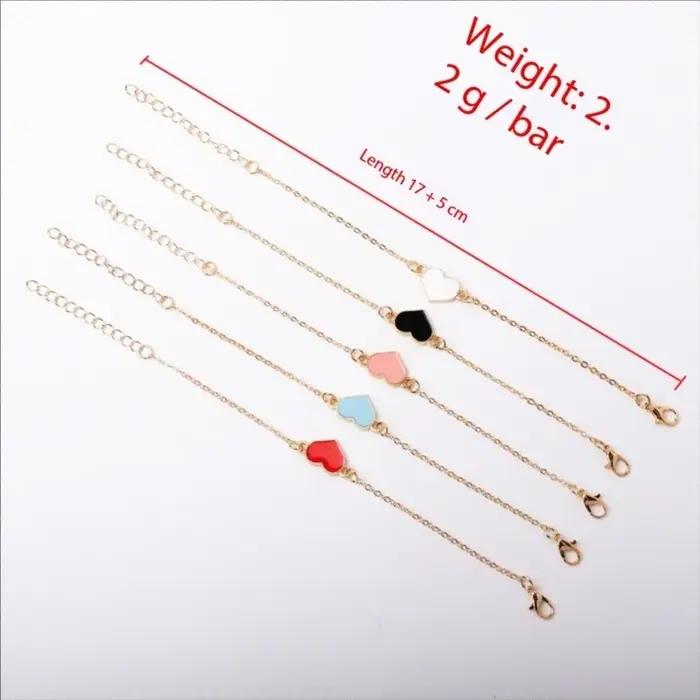 Bracelet coeur d'amour pour femmes réglable plaqué or chaîne O lien de cheville amitié saint valentin bijoux festifs cadeaux Брасeko