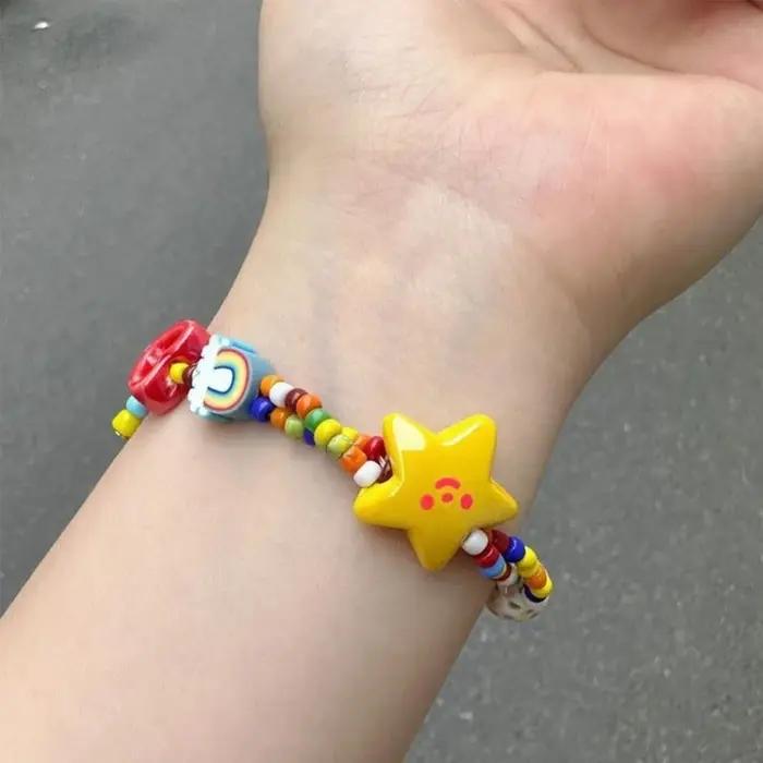 Bracelet de perles en corde élastique fait à la main