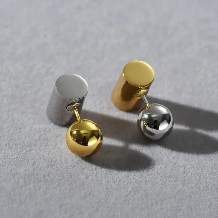 Mode or argent géométrie boucle d'oreille femme conception Unique Art bijoux tendance
