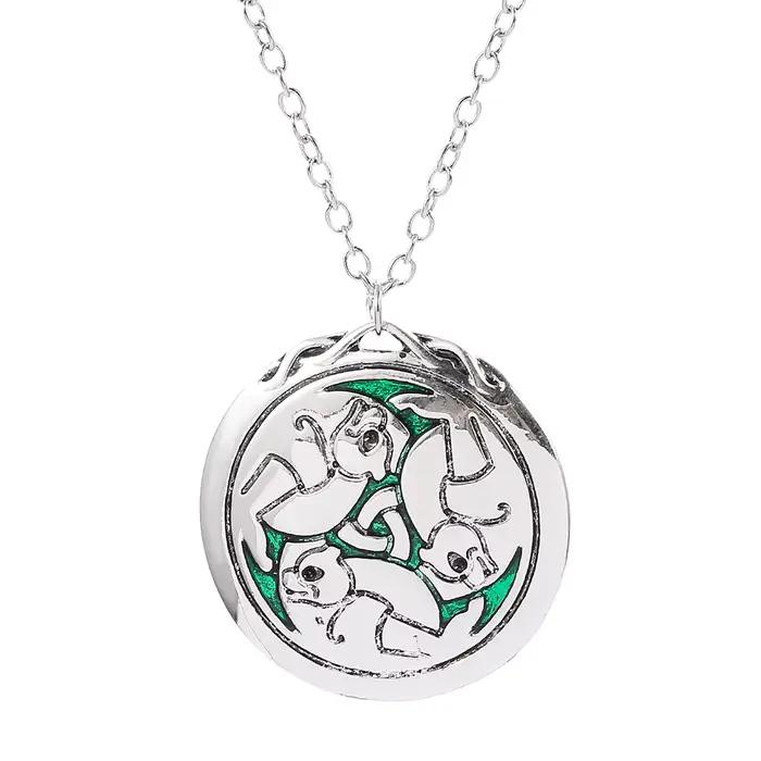 Collier empilable trois ours-pendentif rond de forêt