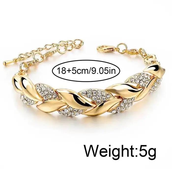 Bohème 925 argent Sterling or tressé feuilles cristal réglable bracelet et bracelets pour femmes filles fête de mariage bijoux cadeaux