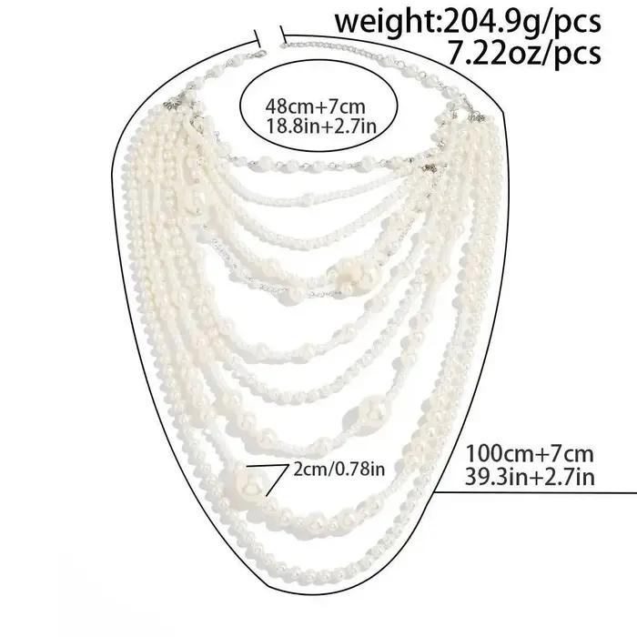 Collier de perles d'imitation multicouche pour femmes