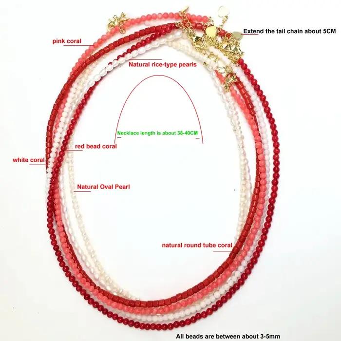 Collier de corail rouge perle d'amour à la mode femme personnalité voyage fête