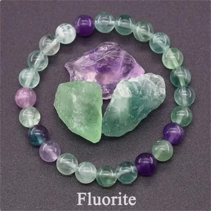 JD Bracelet améthyste en vraies perles de pierre naturelle purifiant le corps véritable
