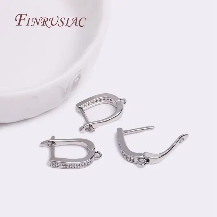 Boucles d'oreilles classiques en Zircon, plaqué or véritable 18K, Anti-allergie, fermoirs à crochet pour femmes, bricolage, matériel de fabrication de bijoux