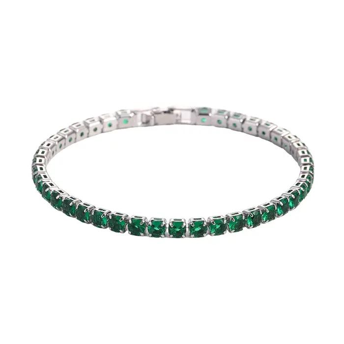 Luxe Hiphop glacé 4mm cubique zircone cristal Tennis Bracelets pour femme hommes couleur or argent