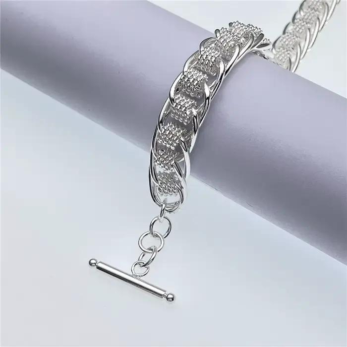 Bracelet en argent sterling 925 avec zirconium blanc style classique pour femme occasion mariage fiançailles et soirée élégante