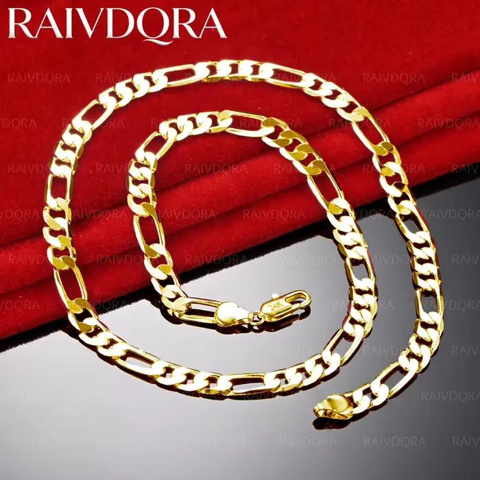 Collier chaîne plaqué or 18 carats, 40-75cm, 8mm, pour femmes et hommes, bijoux à la mode, accessoires de fête classiques et élégants, cadeau
