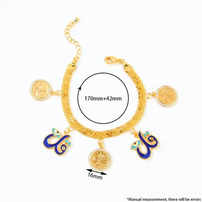Bracelet de mode arabe plaqué or 21 carats, pièces de monnaie turques Vintage en zircone, chaînes faites à la main, bijoux de fête pour femmes de dubaï