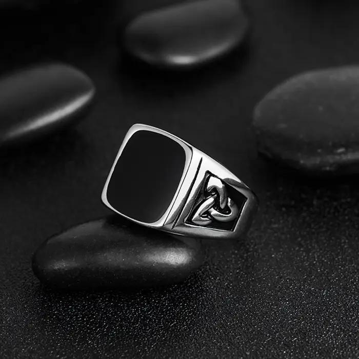 Bague chevalière Vintage Punk Viking pour hommes
