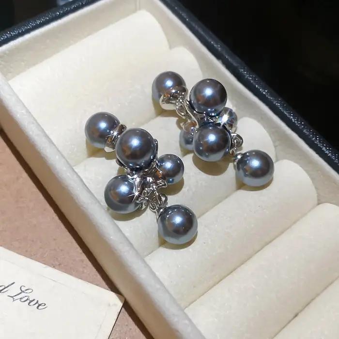 Boucles d'oreilles pendantes en Imitation de perles blanches pour femmes, élégantes, en forme de bou