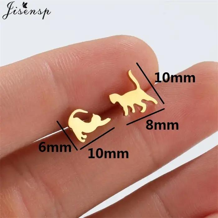 Boucles d'Oreilles Animales en Acier Inoxydable pour Femmes, Boucles d'Oreilles à Clous Minimalistes en Forme de Chat, Chien, Lapin, Hibou, Koala, Lion