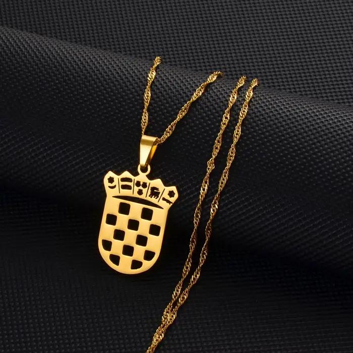 Colliers avec pendentif drapeau de Croatie Anniyo pour femmes, bijoux croates # 262021