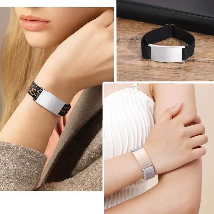 Bracelets personnalisés en acier inoxydable doré avec gravure textuelle pour hommes et femmes occasions spéciales