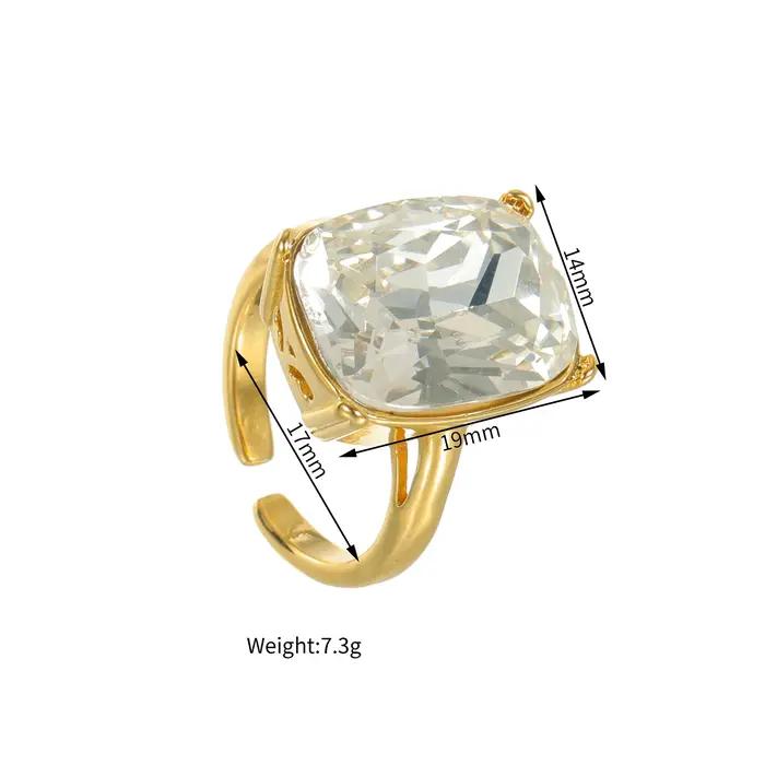 Bague en acier inoxydable Sifisrri Simple Zircon fleur perlée réglable couleur or à offrir pour femmes occasions spéciales fiançailles anniversaire mariage proposition
