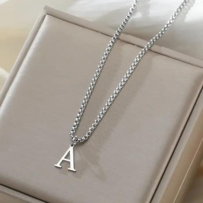 Collier chaîne Cazador A-Z avec initiale pour homme, pendentif alphabet en acier inoxydable, chaînes