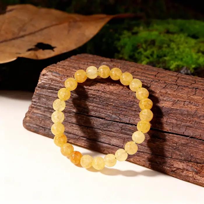 Mode automne joyas bijoux jaune citrine cristal brazaletes argent feng shui pierre perles bracelets pour femme hommes