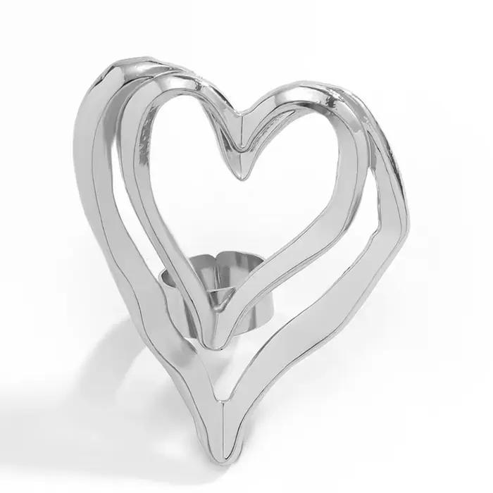 Bague pour femme, grande bague fantaisie en forme de cœur