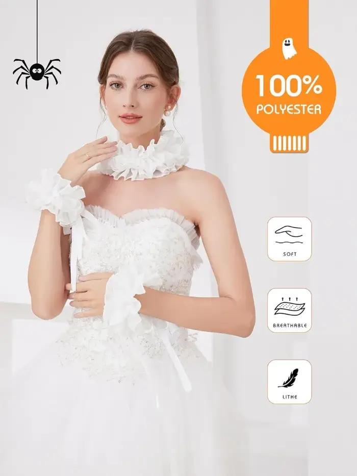 Ensemble de colliers et bracelets en dentelle pour femmes, motifs géométriques, idéal pour les occasions spéciales, cosplay, fêtes de Noël, Pâques et réveillon du Nouvel An