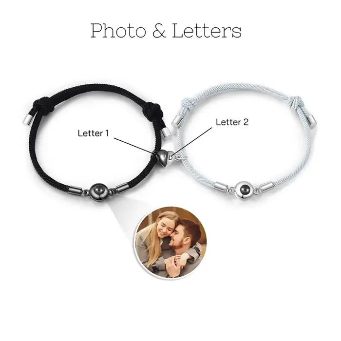 Bracelets de Projection de photos de Couple personnalisables