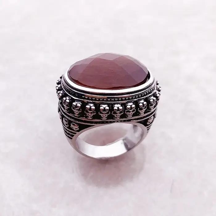 Bague en argent sterling 925 sertie d'œil de tigre motif crâne pour femmes et hommes bijoux vintage à offrir pour diverses occasions