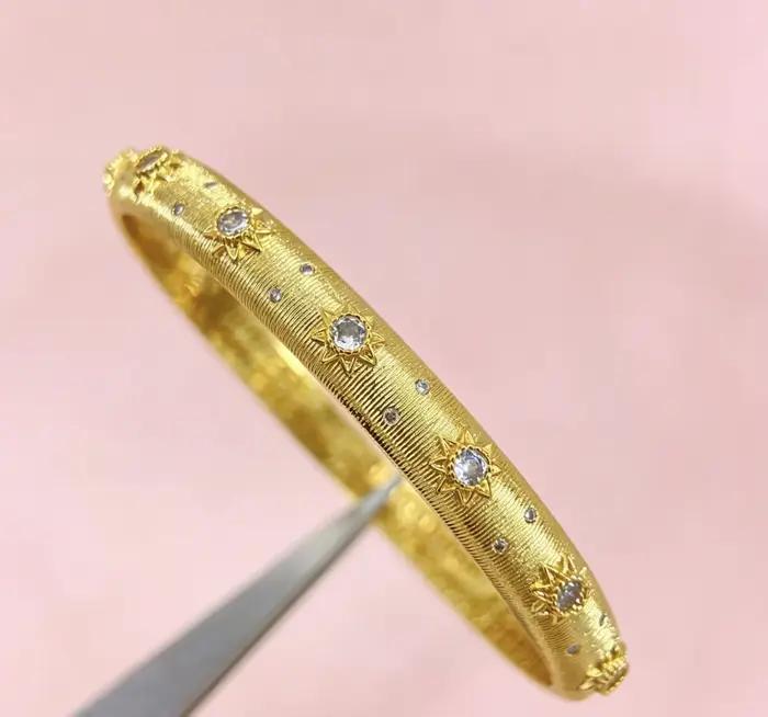 Bracelet en fil tressé de style français pour femmes avec pierres précieuses en zirconium, bijou fin pour mariage et occasions spéciales
