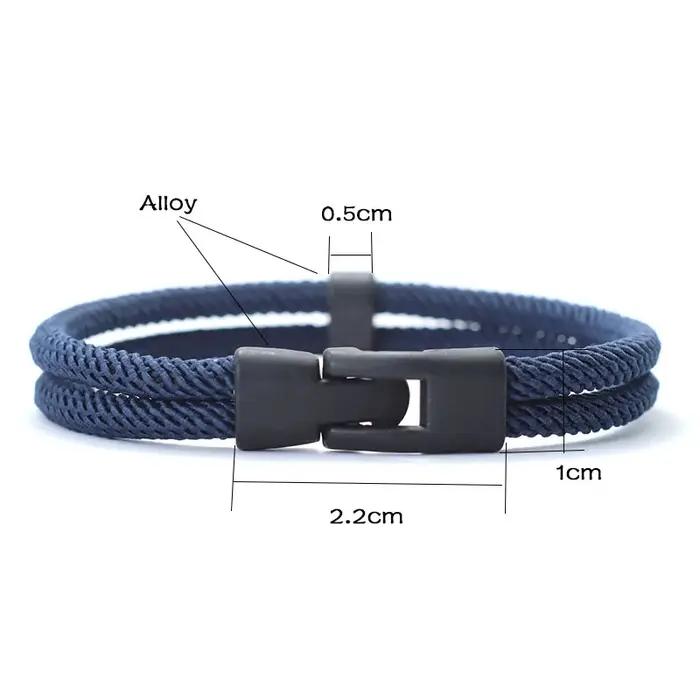 Bracelet en fil double couche pour homme ethnique avec motifs ronds et réglage détachable pour diverses occasions et styles