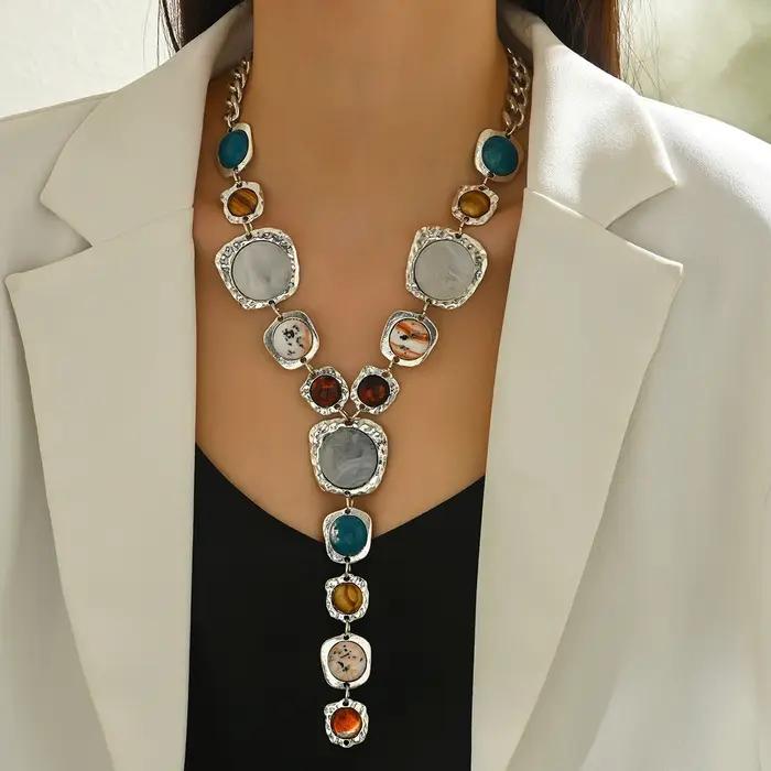 Collier Long Vintage exagéré en forme de Y pour femmes