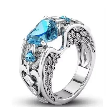 Bague multicolore en argent regardé 925 avec cœur d'amour, bijoux de mariage, cadeau pour mère, clas
