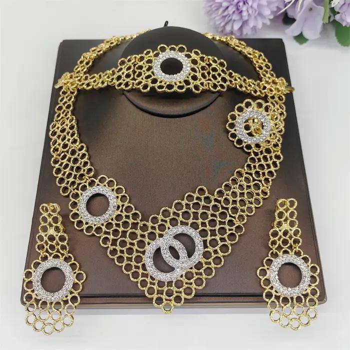 Parures de bijoux africains couleur or, accessoires de mariage pour femmes, collier à motif floral n