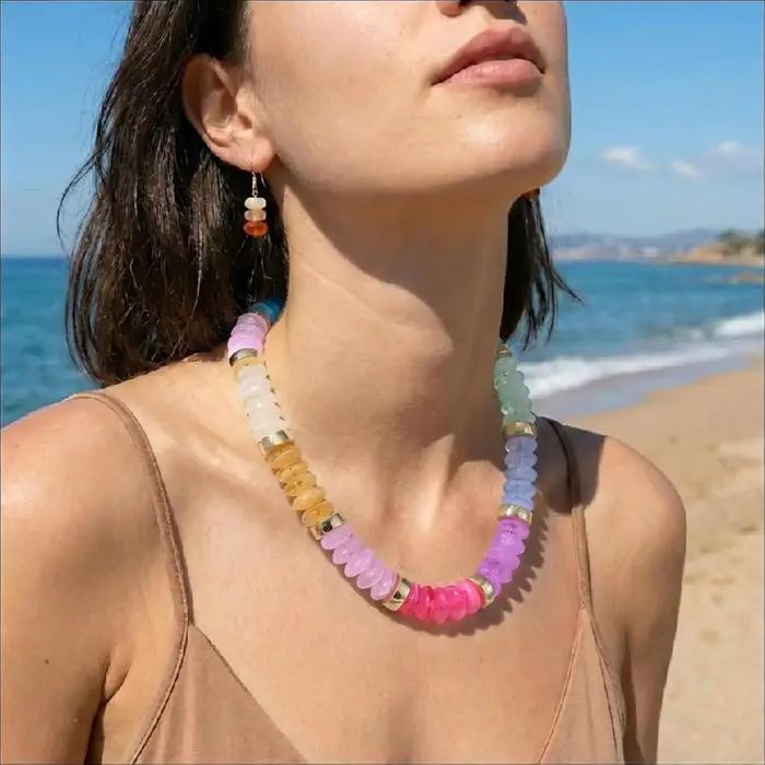 Collier ras du cou épais perlé pour femme en or 18 carats