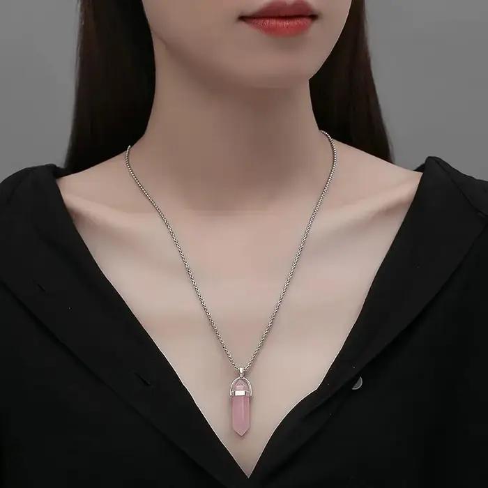 Collier en pierre précieuse obsidienne noire avec chaîne cristal pour femmes occasions spéciales recharge spirituelle quartz tig alanding yst
