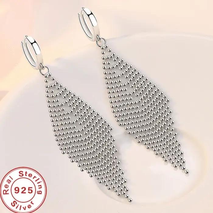 Boucles d'oreilles longues en argent Sterling 925