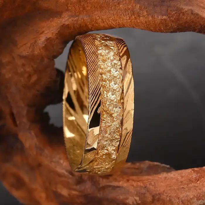 Bague Damas 8mm pour homme élégante plaquée or 18 carats alliances de mariage bijoux de mode occassions spéciales
