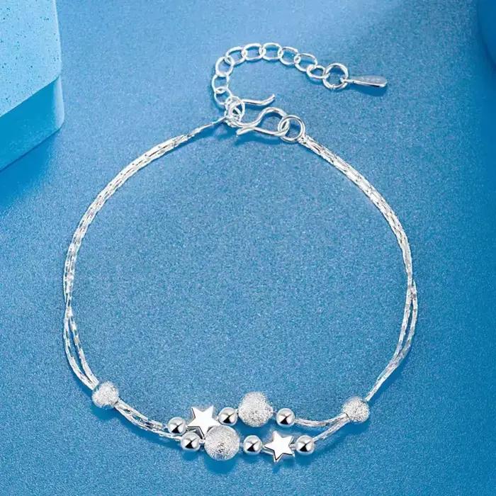 Bracelet trèfle à quatre feuilles en zircone cubique plaqué argent 925 pour femmes
