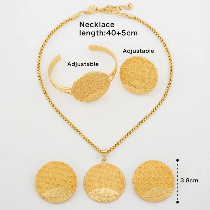 Ensemble de Bijoux en Or Plaqué pour Femme Occasions Spéciales Collier Boucles d'Oreilles Bague Bracelet Tendance Créative Soirée Gala Mariage Cadeau