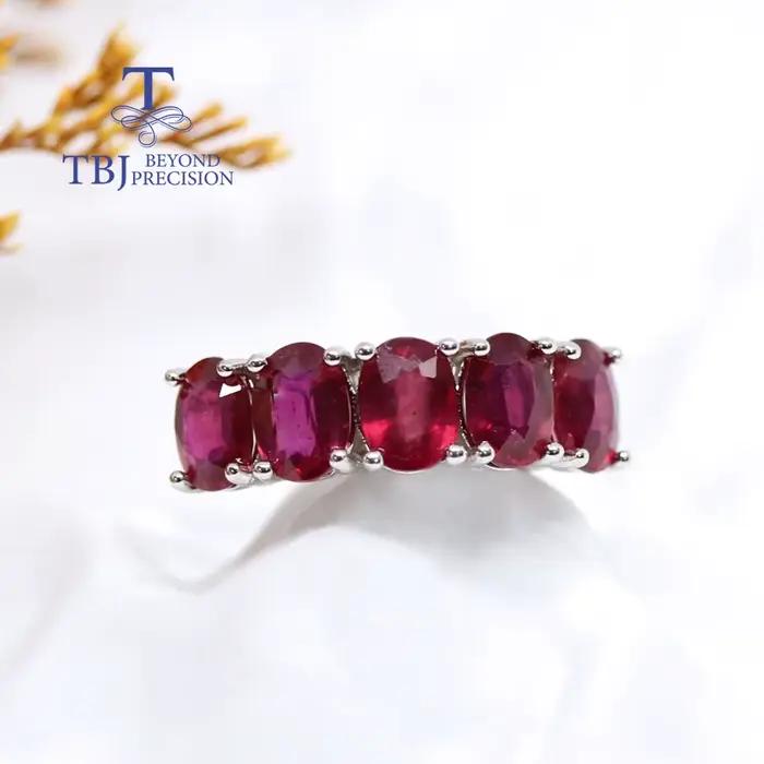 Bague en argent rubis rempli de pierres précieuses naturelles pour femmes