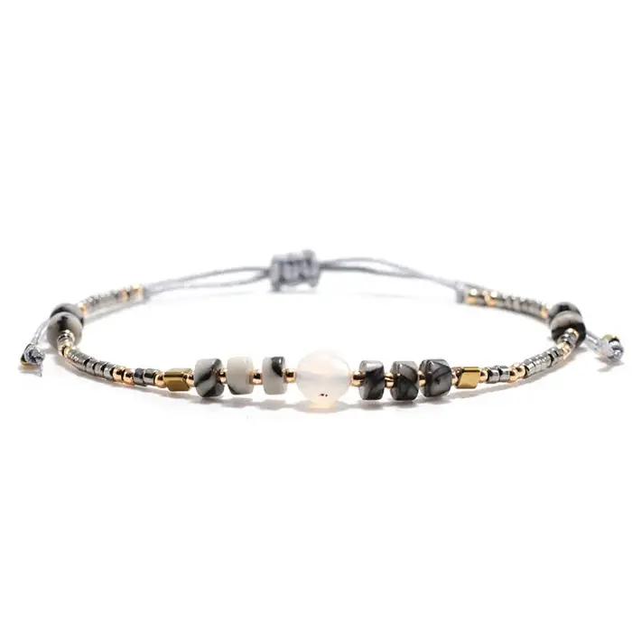 Bracelet bohémien en pierre Howlite naturelle pour femmes