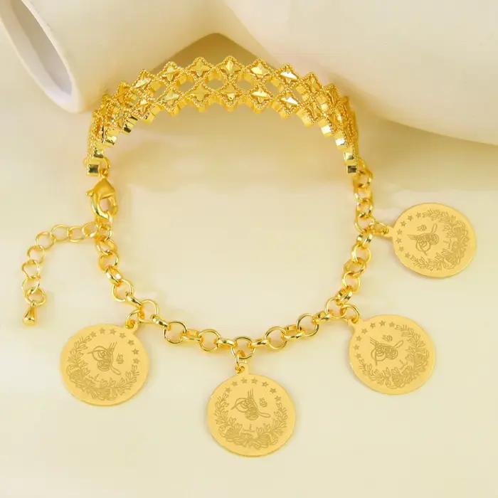 Bracelet Hip Hop Mode Arabe Plaqué Or Breloques Punk Musulmanes Bijoux Vintage Fête Femmes Marocaines Occasions Spéciales