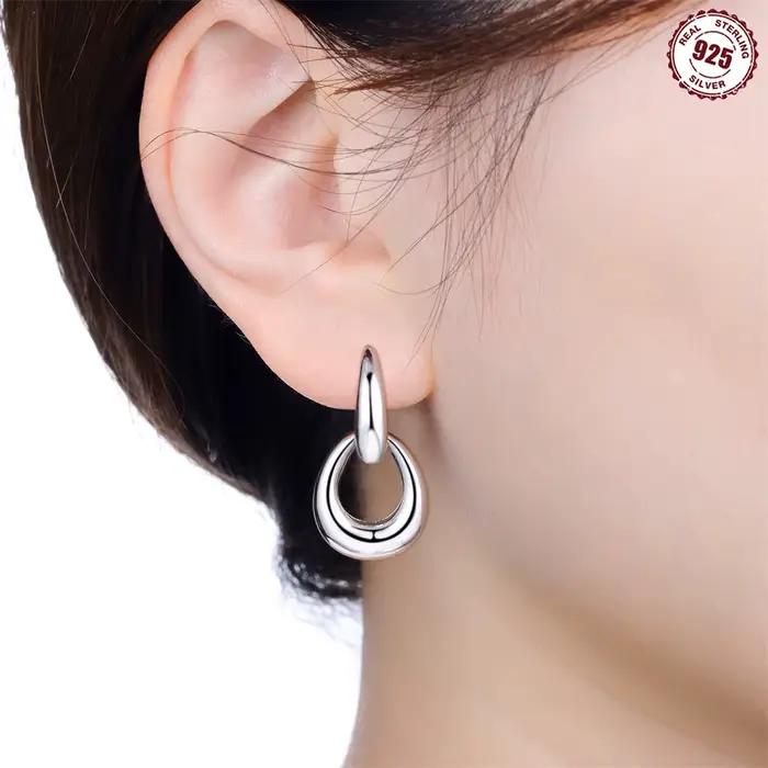 Boucles d'oreilles double anneau en argent sterling 925 zirconium blanc pour femmes style punk moderne élégance quotidienne occasions spéciales