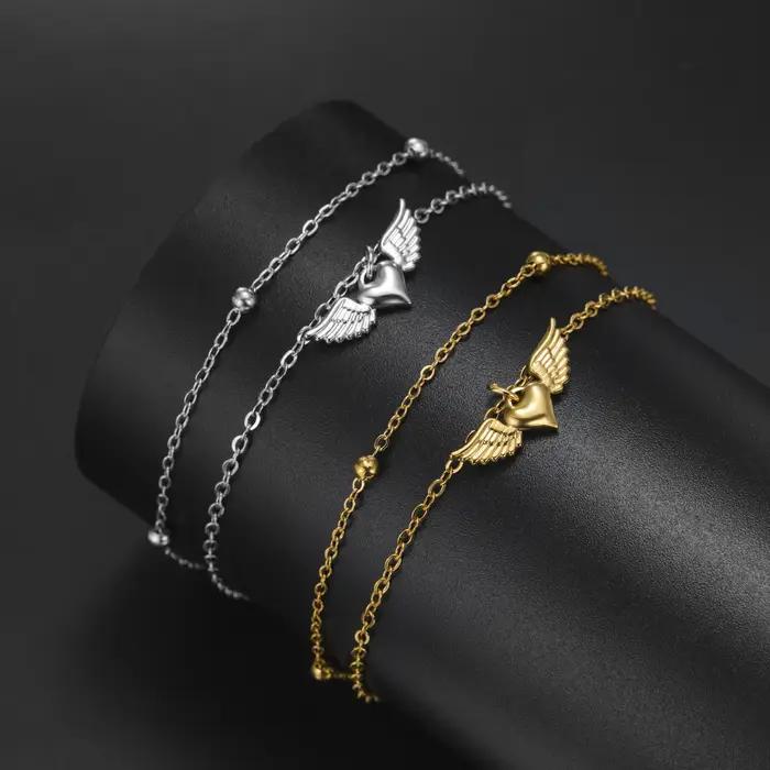 Teamer – Bracelet à breloques en forme d'aile de cœur pour femmes