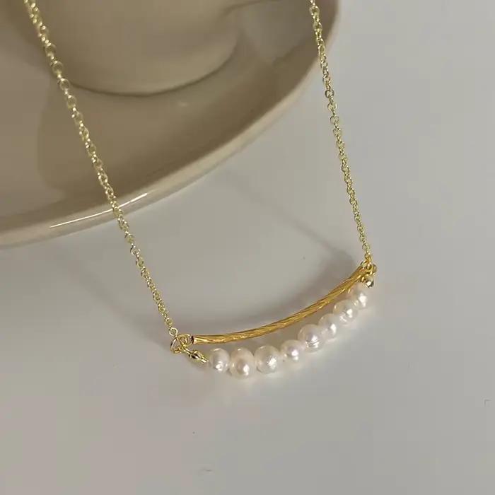 Colliers en chaîne de perles baroques couleur or pour femmes, bijoux tendance minimalistes, accessoi