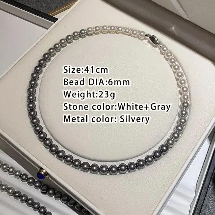 Collier de perles dégradées noires de Tahiti pour femmes et filles, couleur grise, chaîne de clavicu