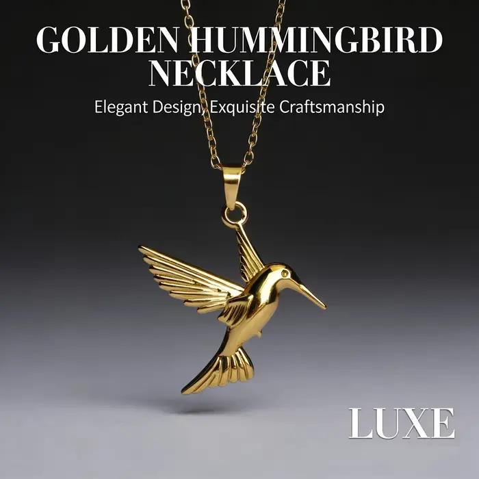 Collier en acier inoxydable avec colibris doré pour femme, chaîne de clavicule de luxe léger, bijoux