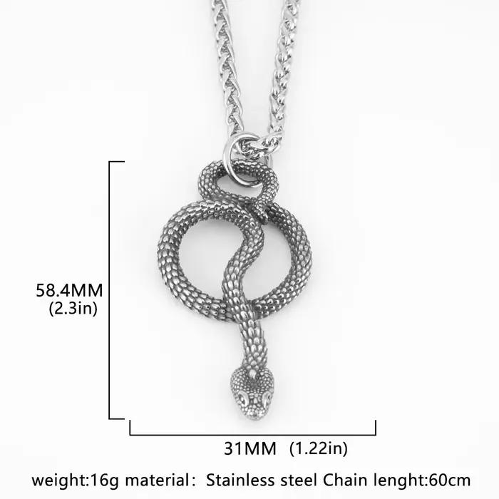 Collier pendentif animal en acier inoxydable pour hommes et femmes, bijoux faits à la main, qualité créative, design de serpent, gothique, punk, hip hop, salle