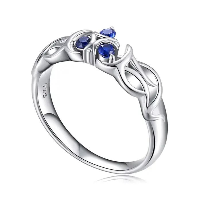 Helpda-Bague de fiançailles en argent regardé 925 avec saphir Zora, Tears of the Kingdom