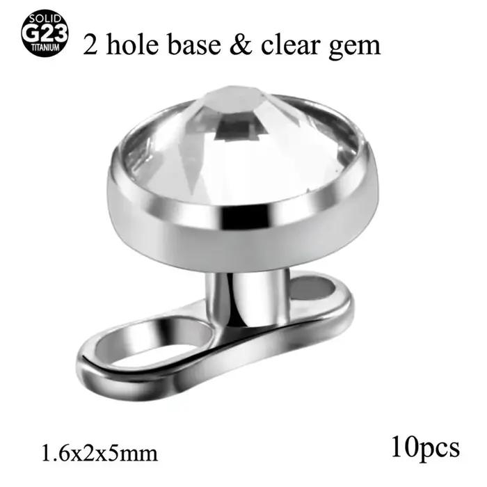 10 pièces/lot G23 titane Piercing Micro Base d'ancre cutanée et hauts Skinner plongeur cristal gemme tête Implants corps