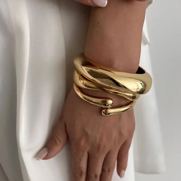 Bracelets en or épais pour femmes ensemble de grands