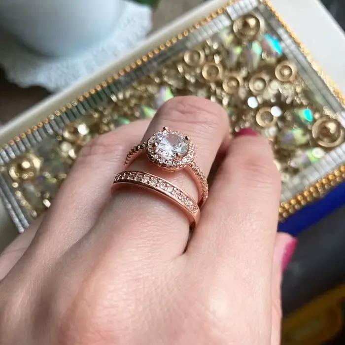 Ensemble de bagues de fiançailles de mariage pour femmes